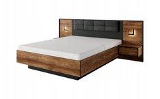 Łóżko ze stolikami 160x200 cm ze schowkiem na pościel system milton chestnut / antracyt do sypialni