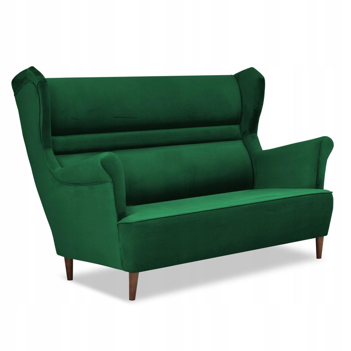 Zestaw wypoczynkowy ZOJA sofa + 2 fotele + 2 podnóżki butelkowa zieleń do salonu  2 Full Screen