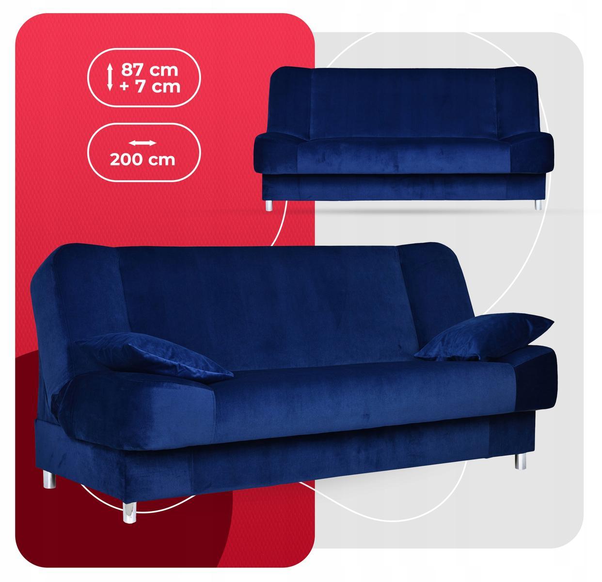 Wersalka SARA 200x94 cm niebieska rozkładana kanapa z pojemnikiem na pościel kobaltowa sofa do salonu 1 Full Screen