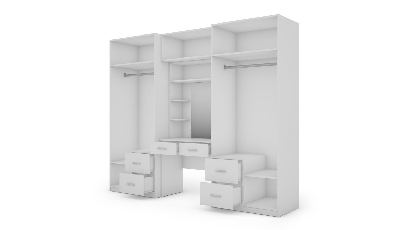 Duża szafa XXL czterodrzwiowa z szufladami do sypialni Biel 255x210x57 cm 3 Full Screen