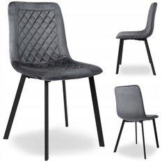Krzesło welurowe 44x88x40 cm CURTIS VELVET tapicerowane szary aksamit czarne nóżki do jadalni lub salonu 